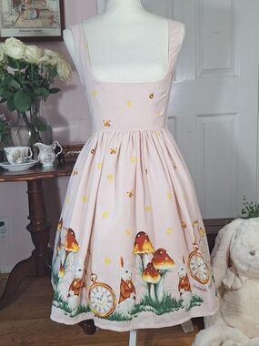 Innocent World Pale Pink Alice-Inspired Mushroom Print JSK | Classic Lolita